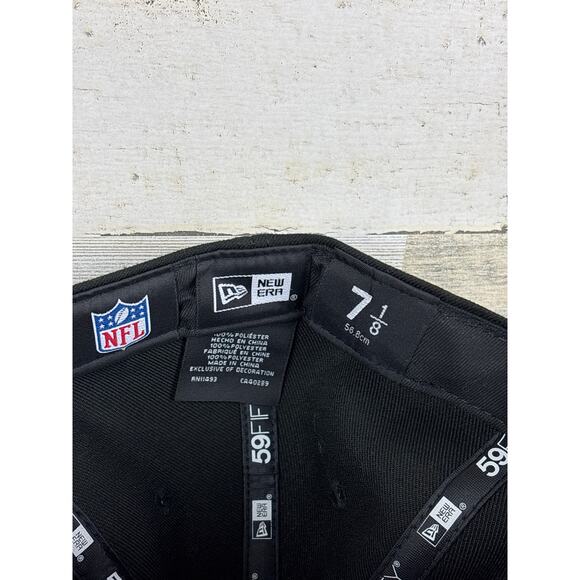 New Era 59Fifty Pittsburgh Steelers Fitted Hat 7 1/8 Black NFL Baseball Cap NWT - Picture 3 of 4